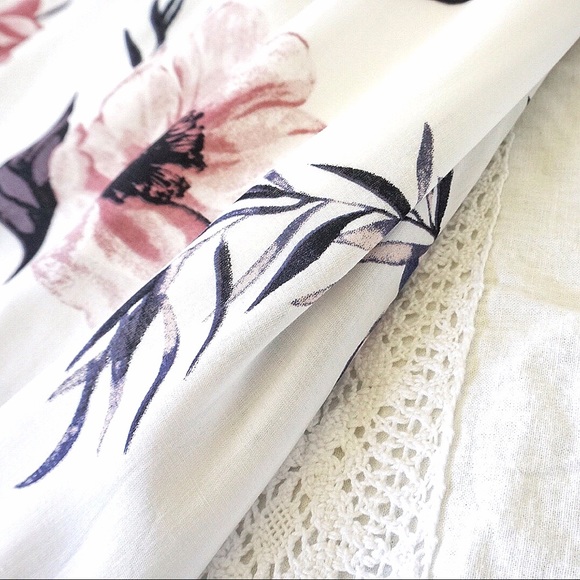 Floral Plunge Tie Front Maxi Dress | White - Picture 7 of 8